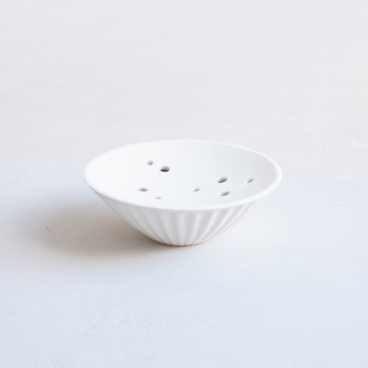 Ceramic Pleated Flower Frog Vase