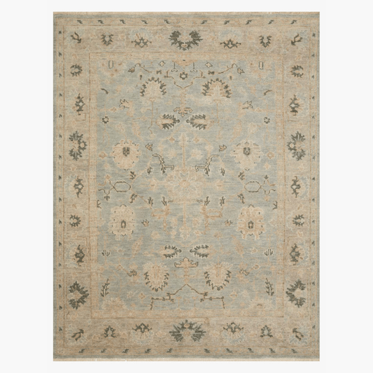 Helena Hand Knotted Rug in Sky/Ash