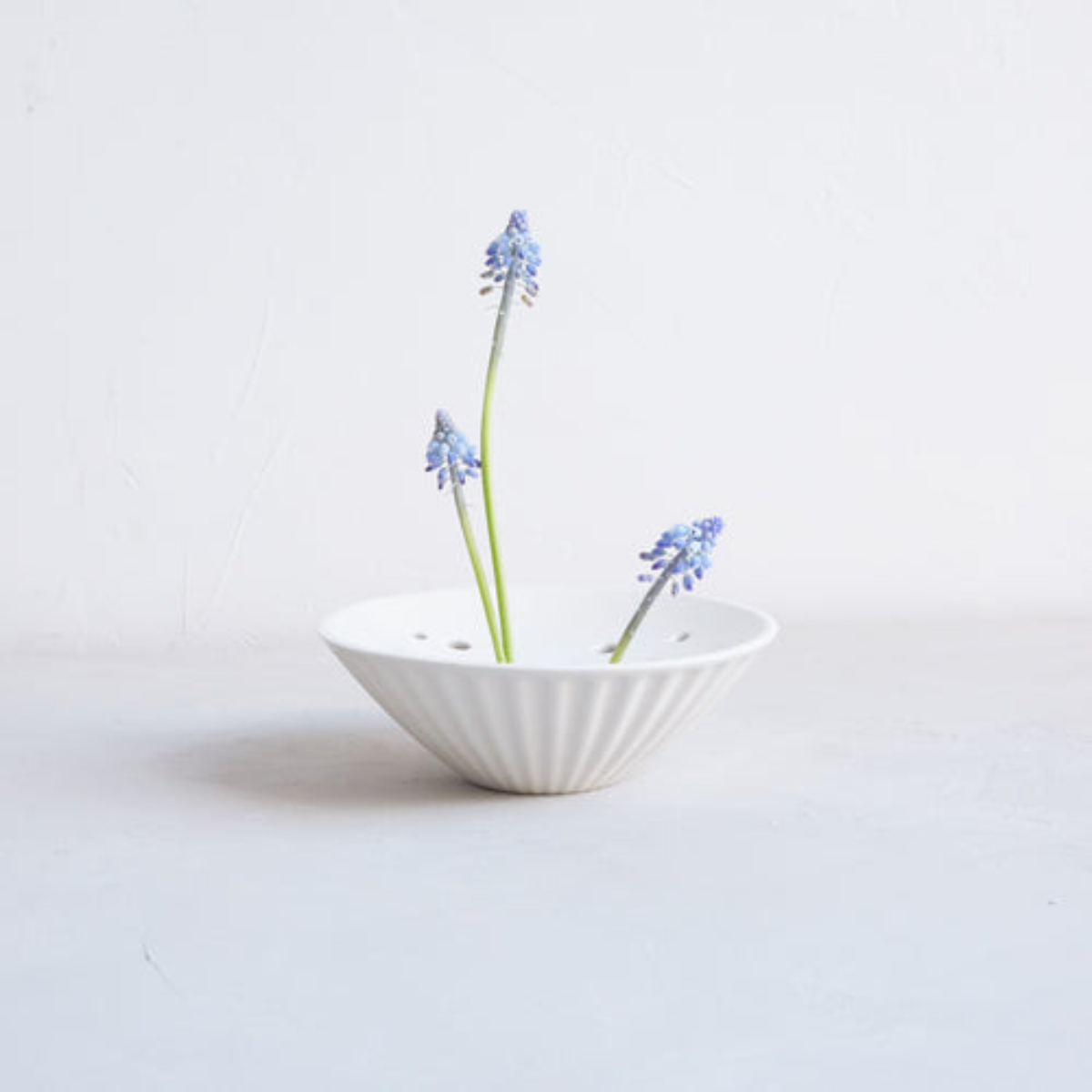 Ceramic Pleated Flower Frog Vase
