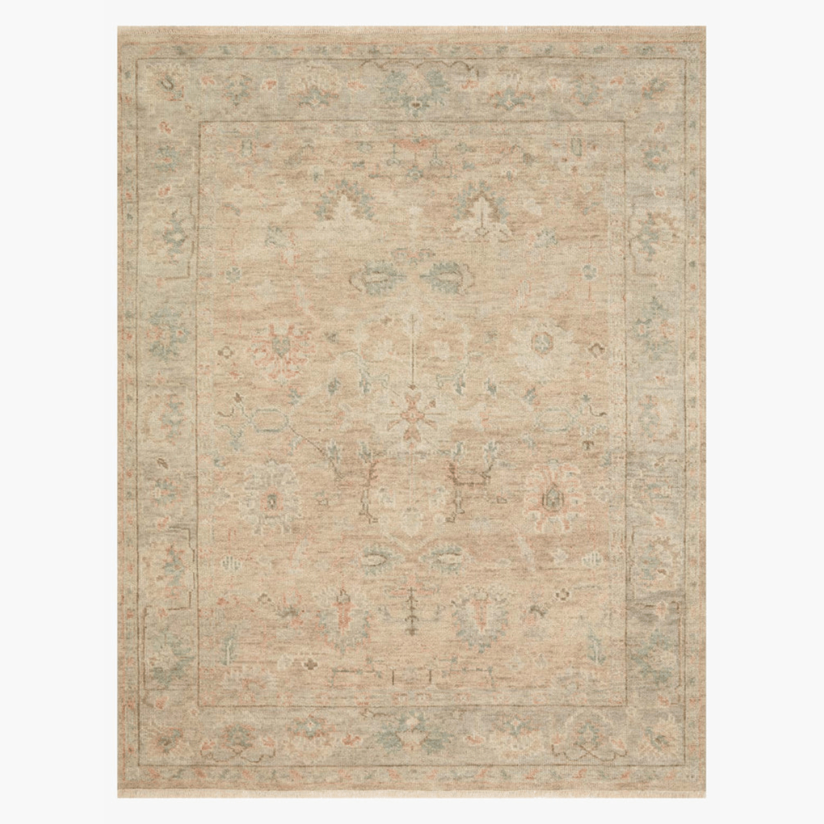 Helena Hand Knotted Rug in Beige/Multi