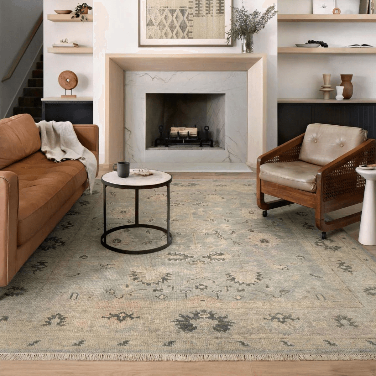 Helena Hand Knotted Rug in Sky/Ash